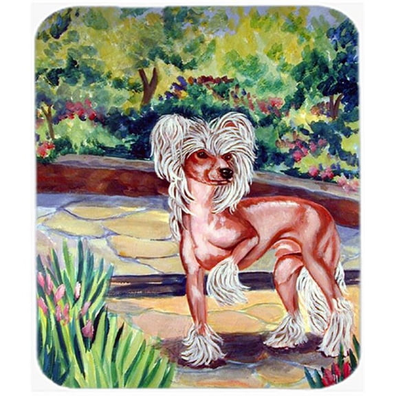 9.5 x 8 in. Chinese Crested on the patio Mouse Pad, Hot Pad or Trivet