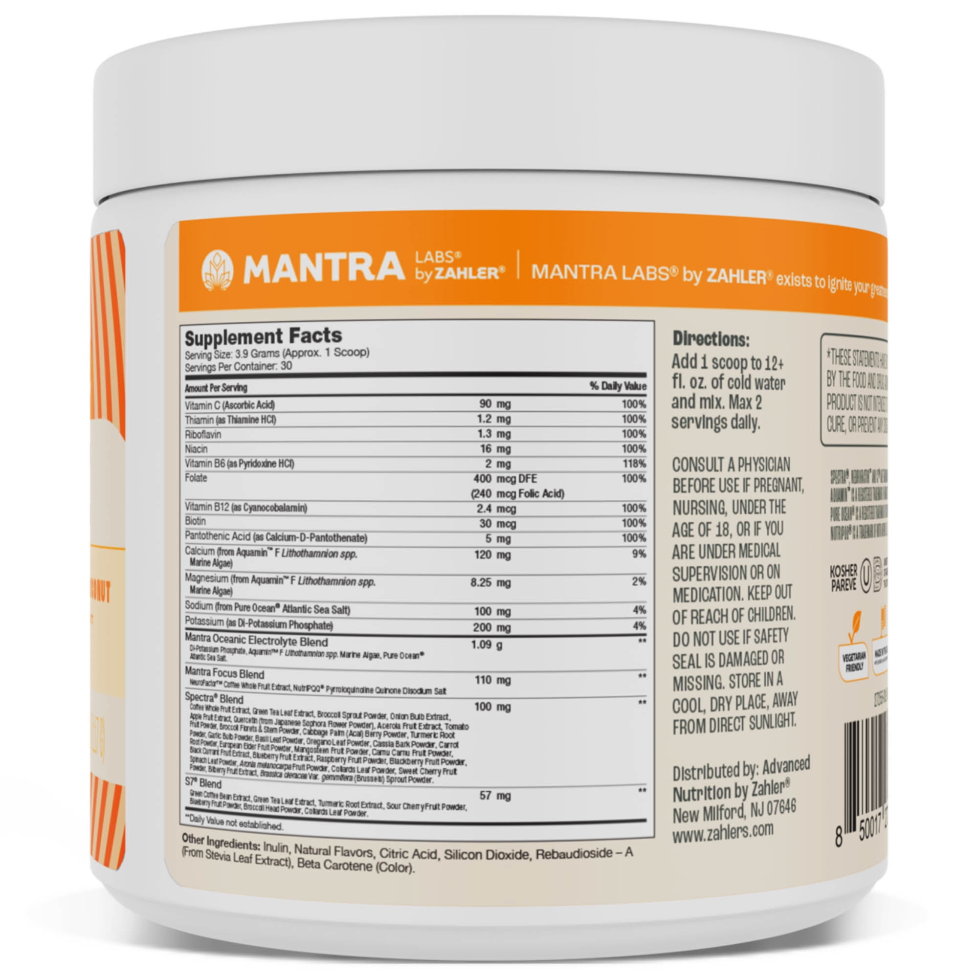 Mantra RISE Zero Sugar Electrolyte Powder Drink Mix with Nootropics, Vitamins & Brain Support, Keto Vegan Hydration Supplement, Citrus Coconut