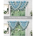 thumbnail image 4 of Colorful Stripe Sheer Waterfall Valance Curtains for Window, Modern Teal Blue Green Vertical Striped Rod Pocket Sheer Topper Swag Curtains for Living Room, Kitchen 38.5"W x 47.2"L, 1 Panel, 4 of 7