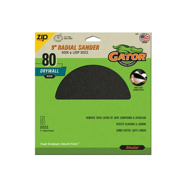 Disco de lijado Ali Industries Gator, 9 pulgadas, carburo de silicio, grano 80, paquete de 5