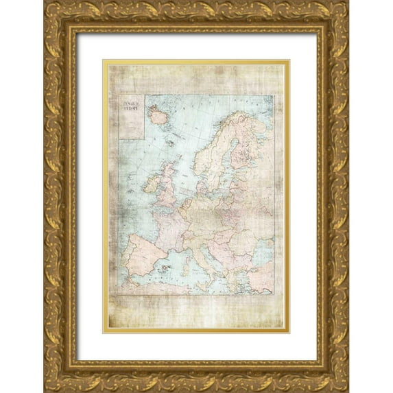 Murdock, Ramona 23x32 Gold Ornate Wood Framed with Double Matting Museum Art Print Titled - Central Europe Map WWII