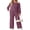 07-Rosewood, variant on JWD Women's Off Shoulder 2 Piece Knit Matching Set Long Sleeve Pullover Top with Drawstring Wide Leg Pants Light Gray L