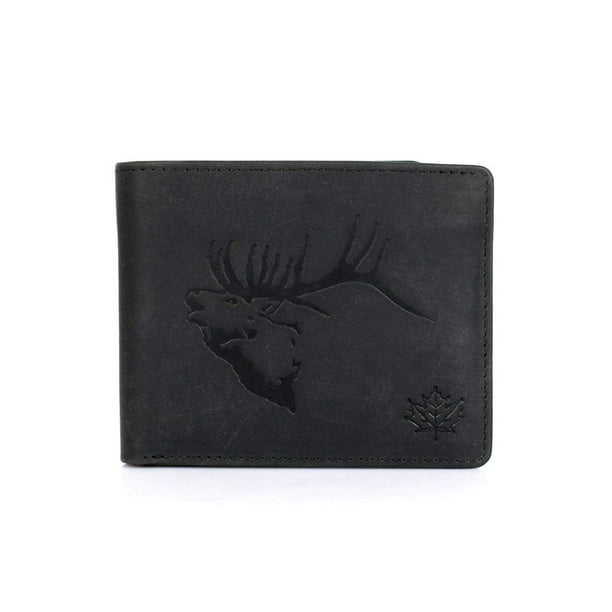 Cartera Karla Hanson para hombre, con bloqueo RFID, piel de alce negro
