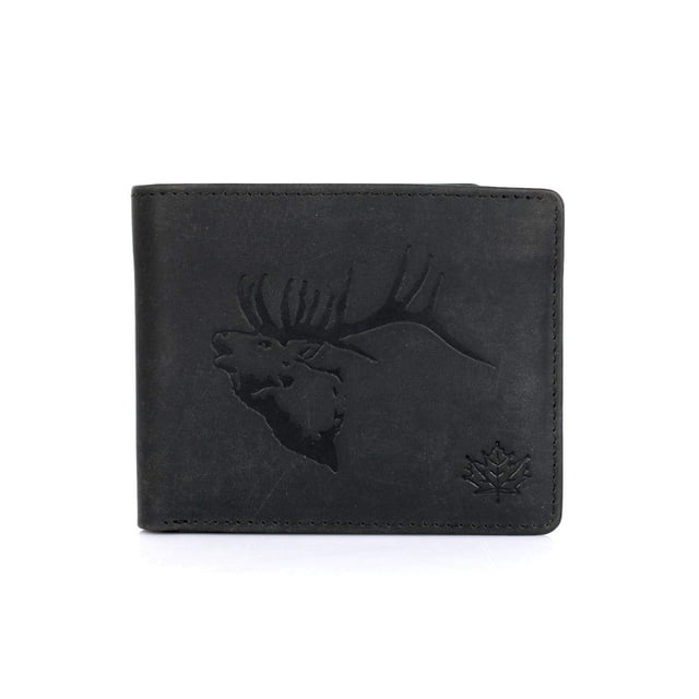 Cartera Karla Hanson para hombre, con bloqueo RFID, piel de alce negro