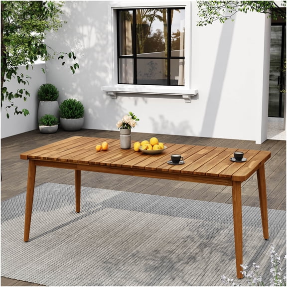 COSMOS 72 Inch Acacia Wood Outdoor Dining Table for 8, Teak Weather-Resistant Patio Table, Farmhouse Garden Backyard Furniture