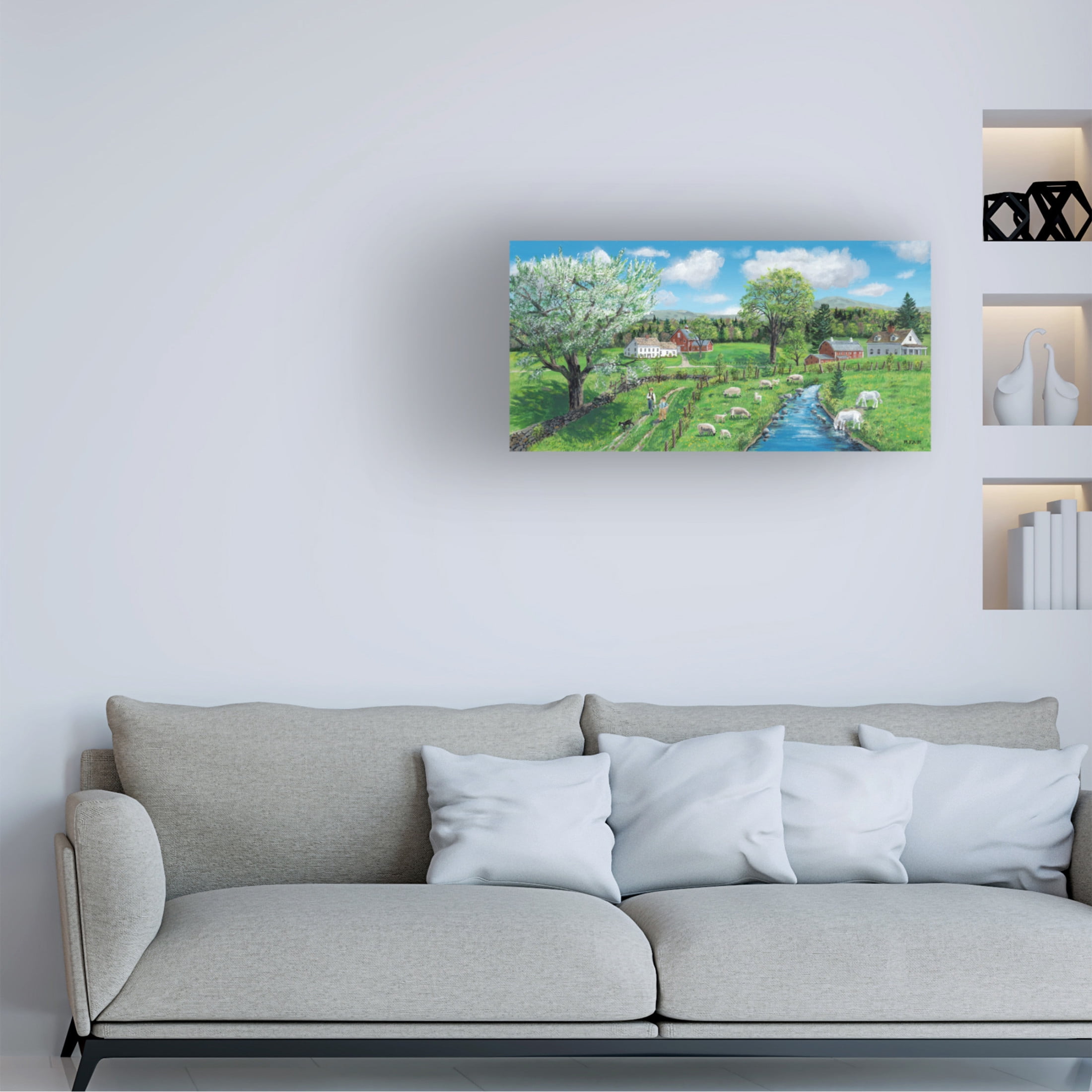 Canvas Wall Art - Bob Fair 'Fields and Stream' Wall Art for Living Room, Bedroom, or Office Décor by Trademark Fine Art - 47 x 24 Inches