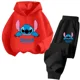 thumbnail image 3 of Conjunto de 2 piezas de sudadera y pantalones con dibujos animados de Disney Stitch 2024 para niños, ropa de moda para primavera y otoño, sudadera para niños y niñas, traje deportivo para niños, 3 of 5