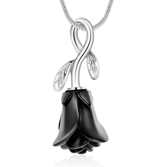 Rose Flower Urn Necklace for Ashes Stainless Steel Memorial Cremation Ash Jewelry Keepsake Pendant Necklace for Women