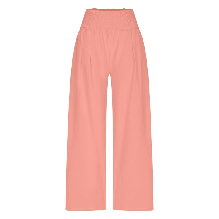 pstuiky Womens Pants Dressy Casual, Cotton and Linen Solid Color