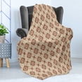 thumbnail image 4 of Geometric Soft Flannel Fleece Throw Blanket, Oriental Inspirations in Symmetrical Floral Arrangement Vintage, Cozy Plush for Indoor and Outdoor Use, 70" x 90", Pale Orange Redwood, by Ambesonne, 4 of 5