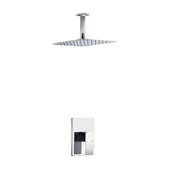 Aqua Piazza Chrome Shower Set with 12" Ceiling Mount Square Rain Shower