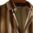 thumbnail image 2 of Camisas De Sport Para Hombre Hombres Primavera Verano Rayas Turndown Casual Tops Camisa Manga corta Botón Impreso Top Camisa (Coffee, 3XL), 2 of 6
