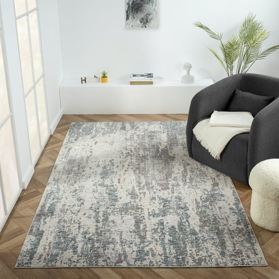 LR Home Alison Ray Abstract Indoor Polyester Area Rug, Gray/Blue, 2' x 3'