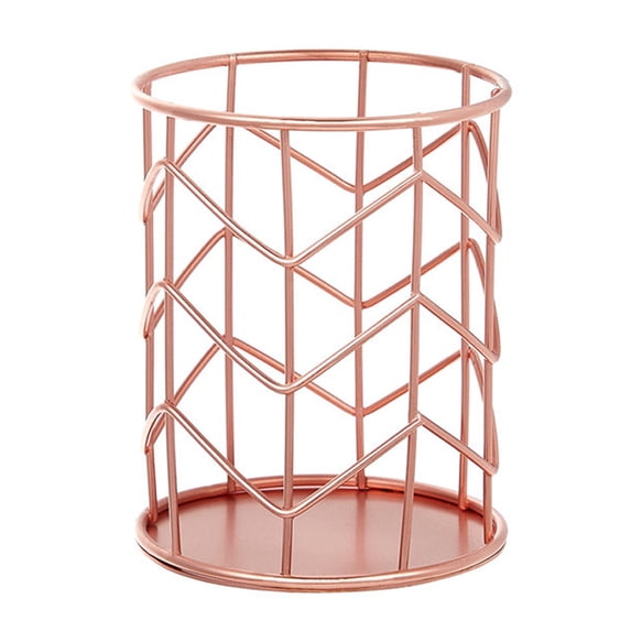 Makeup Brush Holder Hollow Storage Basket Rose Gold for Office