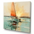 thumbnail image 2 of Designart "Sailing Paint at Orange Sunset I" Transportation Wall Art - Modern Orange Boat Living Room Canvas Art, 2 of 6