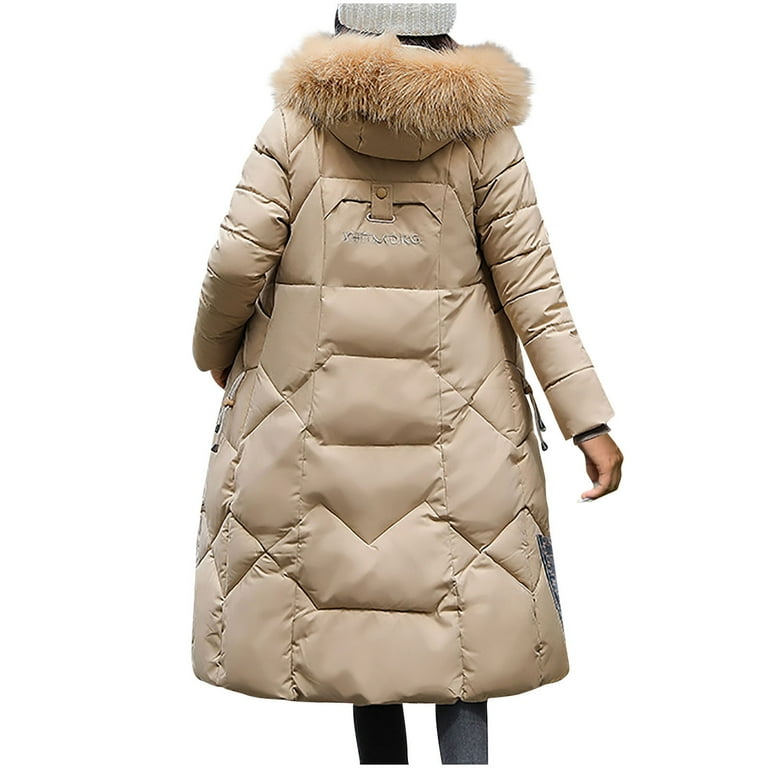 Nfurl Long Puffer Jackets for Women with Faux Fur Hood Plus Size