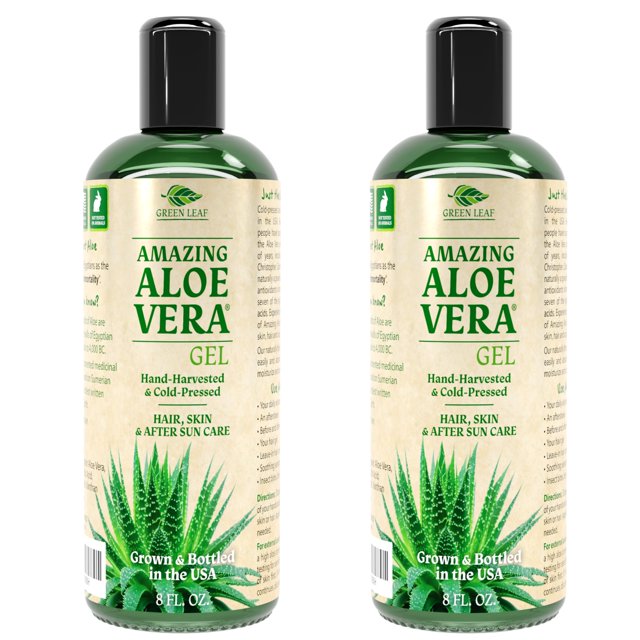 Gel de aloe vera Green Leaf Naturals para piel, 480 ml, paquete de 2