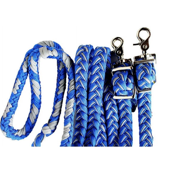 Horse Roping Knotted Tack Western Barrel Reins Nylon Braided 607186
