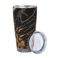 thumbnail image 2 of Daiia Skull Butterfly Sunflower Printed 20oz Insulated Coffee Cup with Straw Topper, Fully Spill Proof Travel Coffee Mug, Stainless Steel Tumbler for Work Home Outdoor Car-Without Straw, 2 of 8