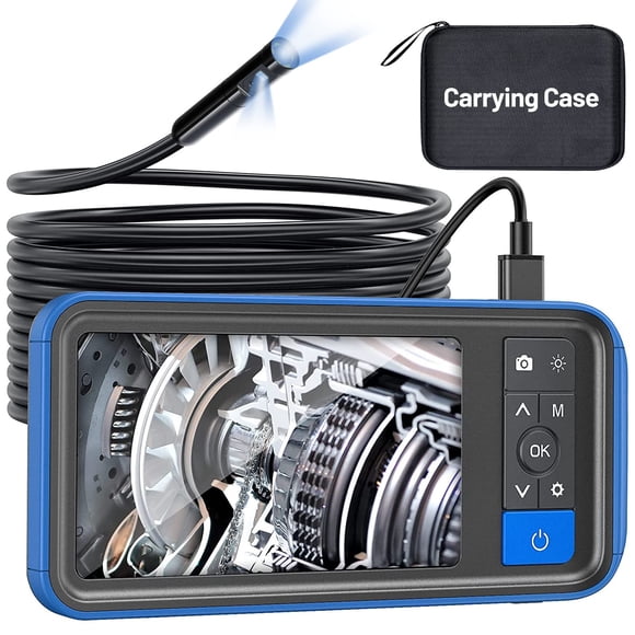 Caméra d'Endoscope à Double Objectif avec Lumière, Teslong 4.5 Pouces HD Borescope Serpent Caméra d'Inspection, Caméra de Portée Automobile avec Câble Flexible, Étanche pour la Maison