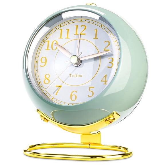 Analog Alarm Clocks,Retro Simple design Small Desk Clock With Night Light,Silent Non-Ticking,Battery Powered,For Kids,Bedroom,travel,kitchen,Bedside Desktop