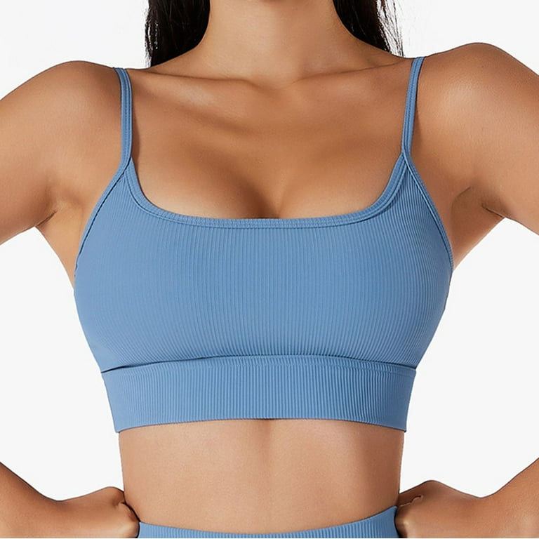 Womens Deep V Neck Workout Sports Bra Sports Bras Cute Running Casual for Large  Bust Solid Color Spaghetti Strap Gym at  Women's Clothing store