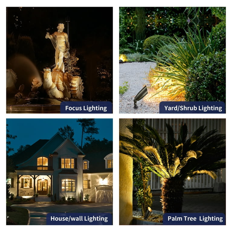 Gardenreet Solid Brass Landscape Spotlight,12V Low Voltage Uplight Outdoor LED Landscape Light Fixture with Bulb(6 Pack), Bronze