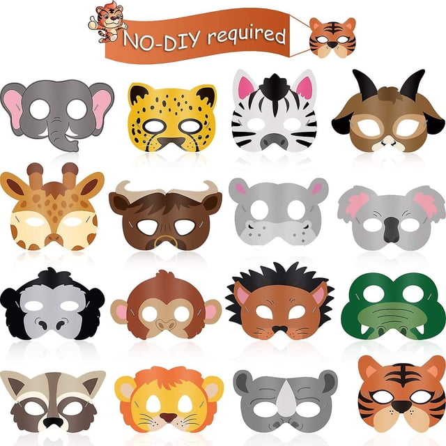 Máscaras de Animales Yongsheng 16 Piezas Papel Cartulina