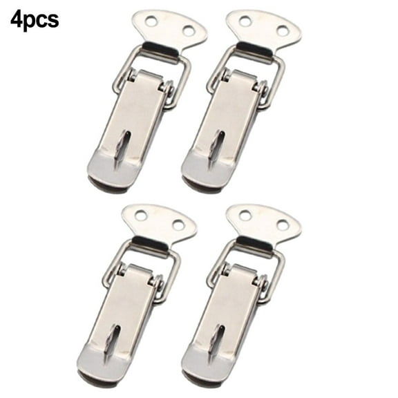 4PCS Stainless Steel Spring Loaded Toggle Latches for Case Box Cabinet Closet Secure Hasp Latch Catch Clip Silver Metal Fastener Hardware