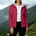 thumbnail image 6 of Lmueinov Womens Striped Lined Waterproof Hooded Windbreaker Jacket Zip Oxford Cloth Casual Outerwear with Pocket for Fall Winter Outdoor Hiking Daily Wear, 6 of 7