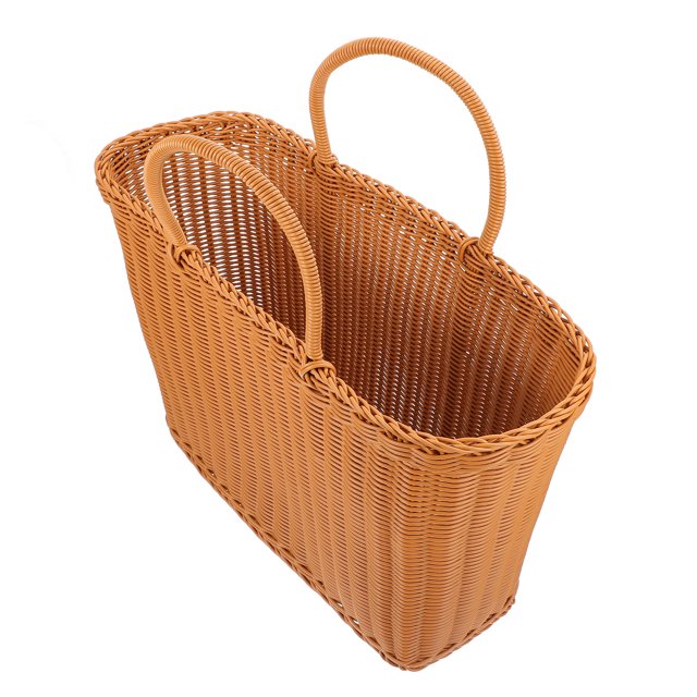 RUNROTOO 1Pcs Panier de Courses Portable en Plastique Marron Ambiance Rustique pour Amis
