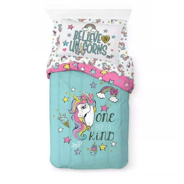 JoJo Siwa Aqua Unicorns Dream Girls Full Comforter & Sheet Set (5 Piece
