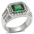 thumbnail image 1 of Men High Polished Stainless Steel Ring with Synthetic in Emerald - Size 9, 1 of 1