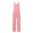 thumbnail image 4 of SRZYMJ Women's V Neck Sleeveless Jumpsuits Spaghetti Straps Harem Long Pants Overalls With Pockets, 4 of 5