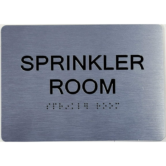 Sprinkler Room Sign -(Aluminum, Brush Silver, Size 5X7) The Sensation line