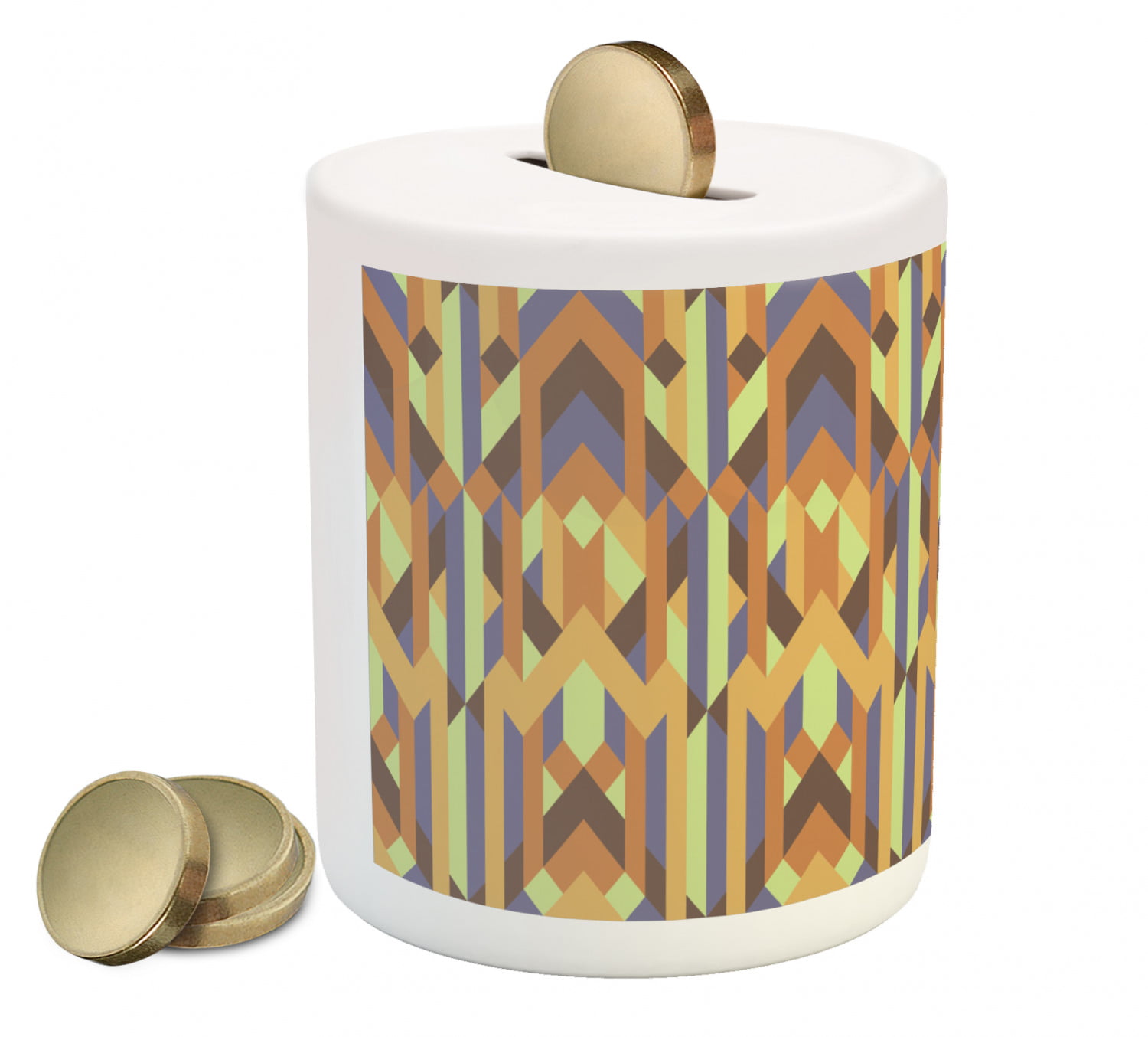 Verscherpen In hoeveelheid trui Earth Tones Piggy Bank, Geometric Pattern with Retro Style Inspired by  Intricacy of Gothic Era, Ceramic Coin Bank Money Box for Cash Saving, 3.6"  X 3.2", Multicolor, by Ambesonne - Walmart.com