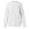 thumbnail image 5 of Seasonal Clearance Long Sleeves Shirt for Women Women's Solid Plus Size Long Sleeve Pocket Blouse Sweater Tops White 10(XL), 5 of 6