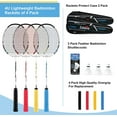 thumbnail image 2 of Badminton Racquets Set Professional Badminton Rackets Lightweight,4 Pack/2 Pack Carbon Fiber, 3 Feather Shuttlecocks, with Protect Case & Overgrip,for Beginners,Advanced Players, 2 of 9