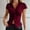 Red, variant on Womens Button Down Blouse Short Sleeve V Neck Collared Cropped Shirt Tops Slim Fit Coquette Going Out Tops Red