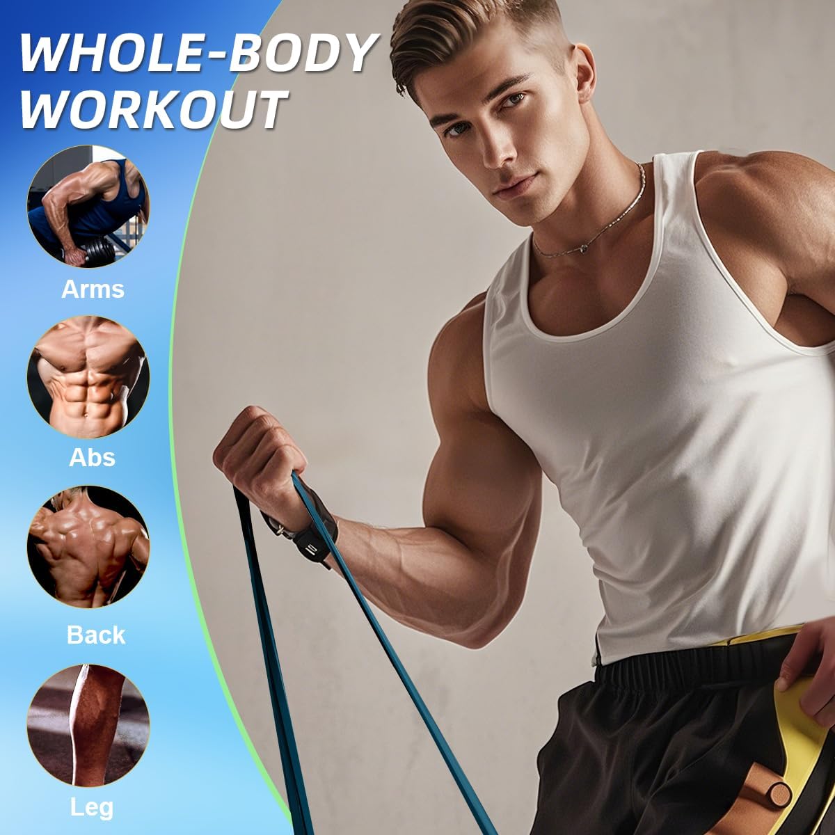 JJEAN-Resistance Bands,Pull Up Assist Bands Set with Handles, Exercise & Workout Bands with Door Anchor for Men & Women – Home Fitness Equipment for Strength Training, Stretching
