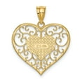 thumbnail image 3 of 14K Yellow Gold Charm Pendant Themed 26 mm 22 Polished Filigree Heart, 3 of 4