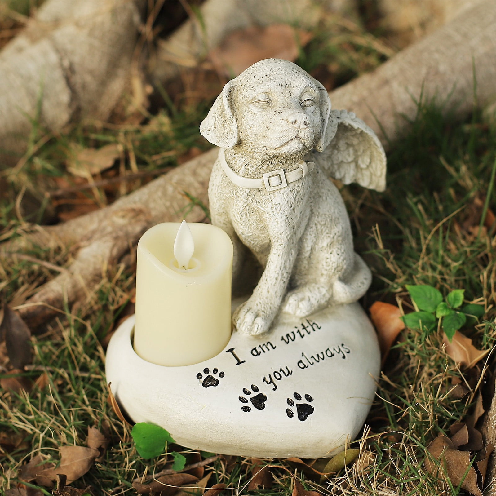 Angel Dog Tombstone Statue - Durable Resin Pet Memorial for Outdoor Garden Decor, Animal Grave Marker Sculpture Craft Ornament