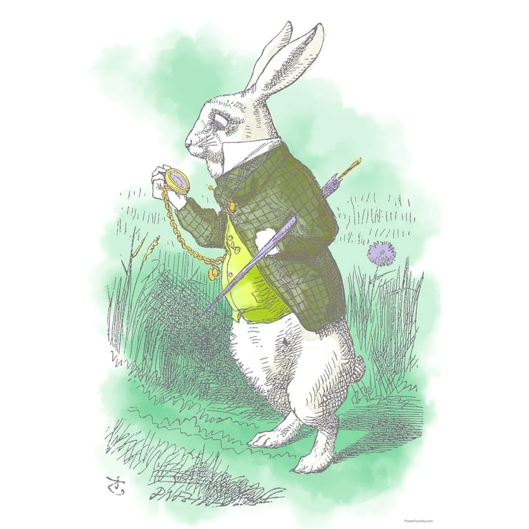 Alice In Wonderland Original Illustrations Color White Rabbit