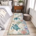 thumbnail image 4 of Vintage Coastal 2'x6' Runner Rugs for Hallway Kitchen Bedside Non Slip Washable, Sea Turtle Octopus Coral Beach Nautical Entryway Rug Runners with Rubber Backing, Long Carpet Runner for Laundry Room, 4 of 8