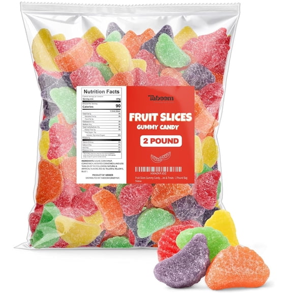 Bulk Fruit Slices Jelly Candy, Assorted Soft & Chewy Sugar-Coated Gummi Candy For Parties, Classroom candies & Treats - 2 Pound Bag