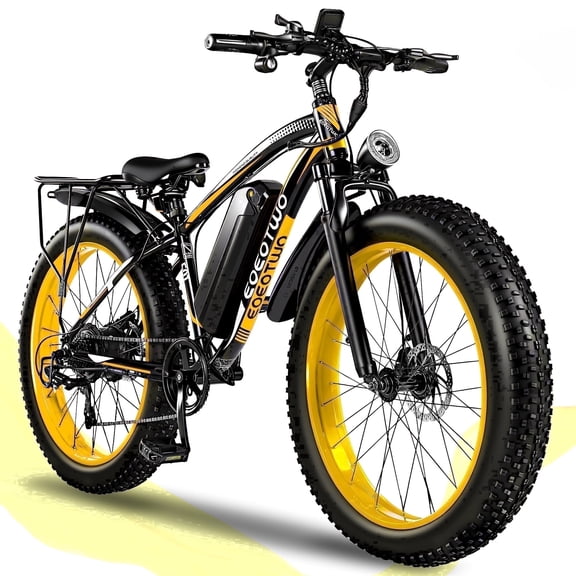 EOEOTWO 1500W Electric Mountain Bike for Adults,48V 15Ah Removable Battery 60Miles Longe Range, 34MPH Fast Cruiser Ebike, 26'' Fat Tire All-Terrain E-Bicycle with LED Display UL2849