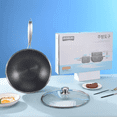thumbnail image 5 of Wok de acero inoxidable con forma de panal, sartén antiadherente con forma de panal de pantalla completa, wok de fondo plano grueso para el hogar, 5 of 5