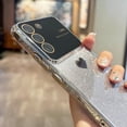 thumbnail image 5 of Compatible with Samsung Galaxy S21 FE Plating Cute Heart Phone Case,Gradient Glitter Bling Clear S21 fe Case Women Full Camera Lens Protection Soft Shockproof Bumper Cover (Deep Purple), 5 of 8