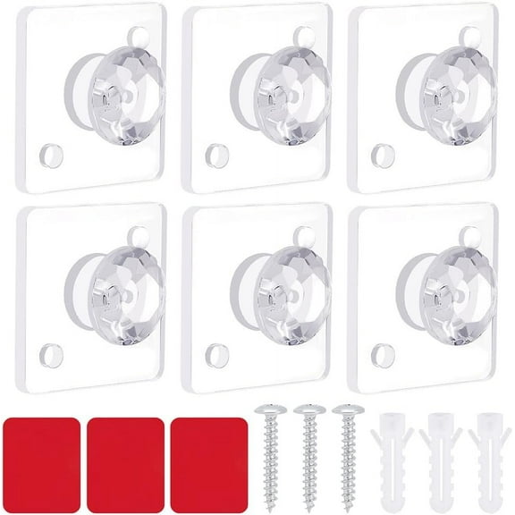 15 Pack Adhesive Hooks Wall Hooks for Hanging Acrylic Diamond Hooks Waterproof Sticky Robe for Home Office Bathroom