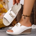 thumbnail image 3 of Rokment Orthopedic Wedges Slip on Dressy Sandals for Women Ladies 2026 Summer Trendy Casual Leather Arch Support Platform Heeled Dress Slides Business Office Work White Size 7.5, 3 of 7